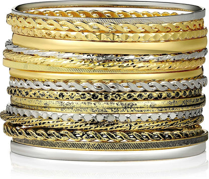 Complete sixteen-piece vintage Indian stackable bangle set