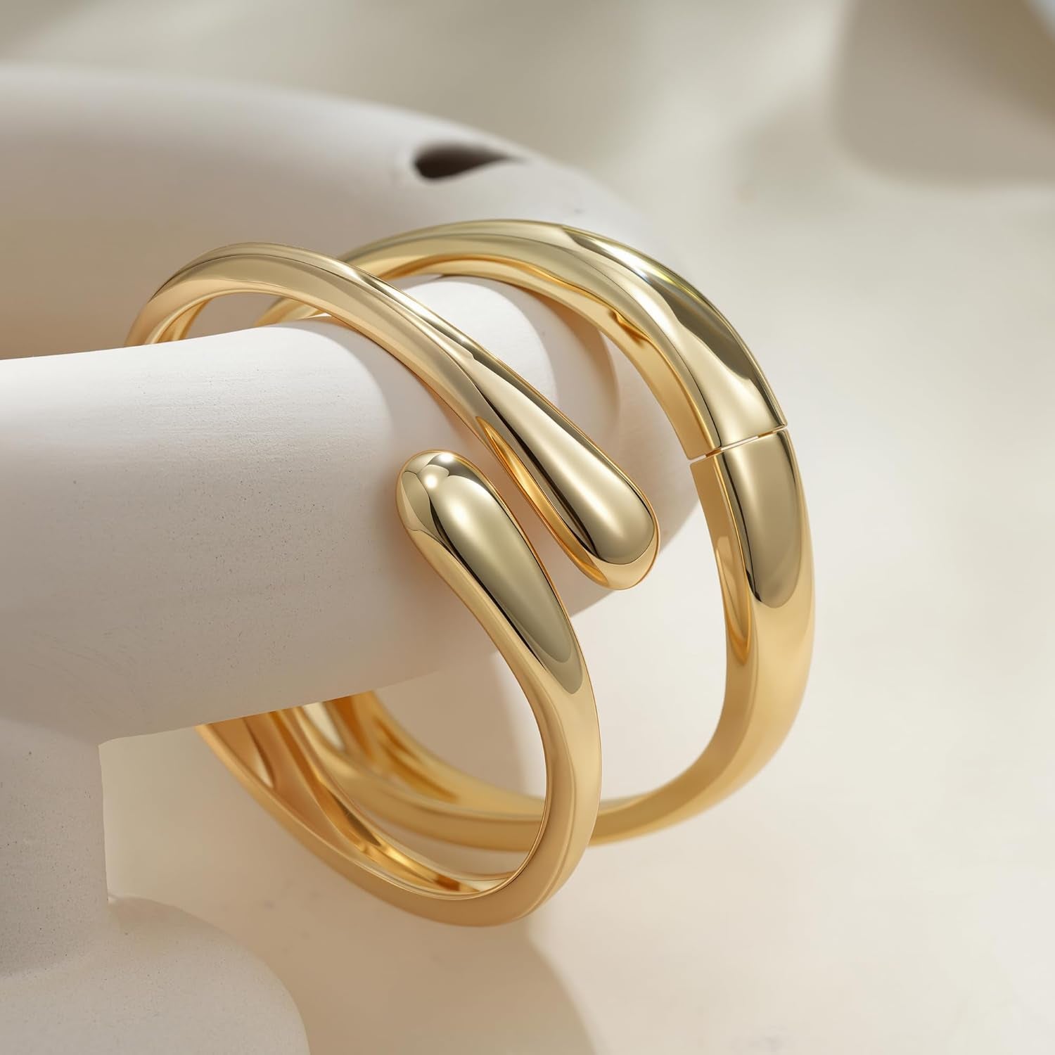 Trendy gold plated chunky cuff bracelets for everyday wear