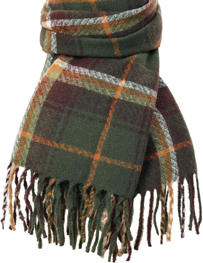 Tavaleu Winter Scarf for Women, Cashmere Feel Scarf Blanket Plaid Scarfs, Shawls Wraps Womens Scarves Fall Warm Tassel Shawls