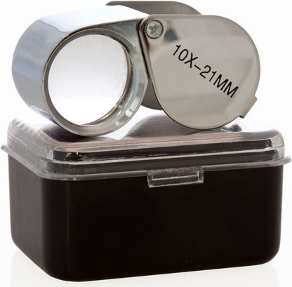 Loupes 10X Glass Jeweler Loupe Loop Eye Magnifier Magnifying Magnifier Metal Body Silver (10X21Mm)