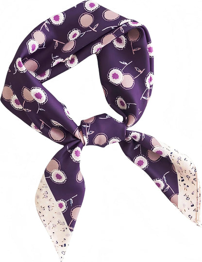 MINIDORA Satin Scarves for Women 27.5 × 27.5 Inches Medium Square Elegant Silk Feeling Head Scarf