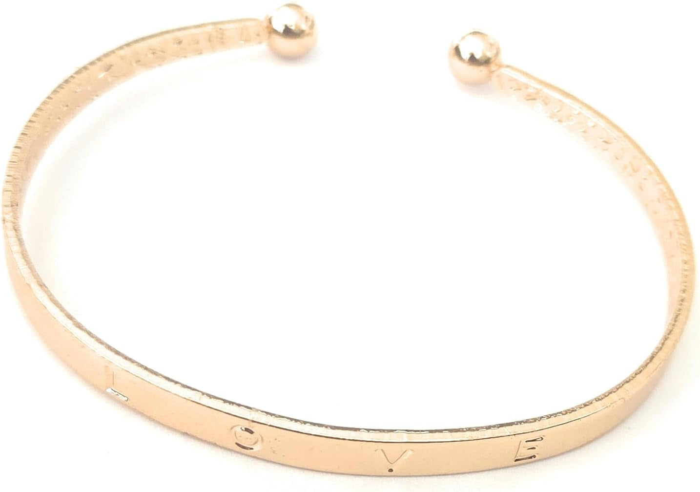 Gold Metal Open Cuff Bangle Bracelets, Heart and Love Letter Charms, Geometric Tennis Design, 6 Piece Set