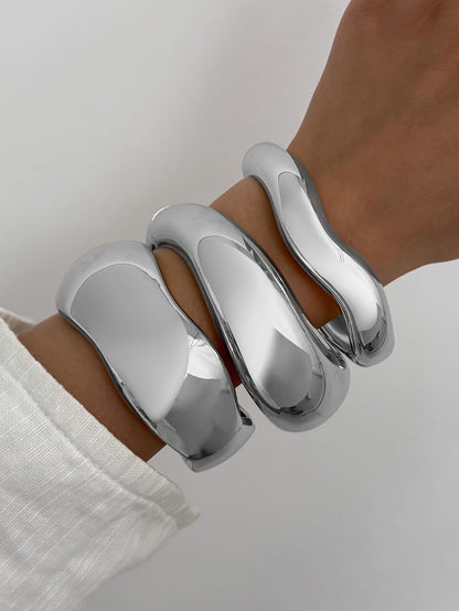 Chunky Gold Bangles Bracelets for Women Trendy Stack Statement Bangle Irregular Cuff Bracelets Fashion Jewelry Gift