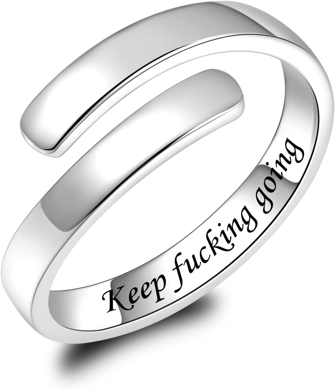 BEILIN 925 Sterling Silver Inspirational Jewelry Rings Adjustable Ring Personality Encouragement Gift for Teens Women