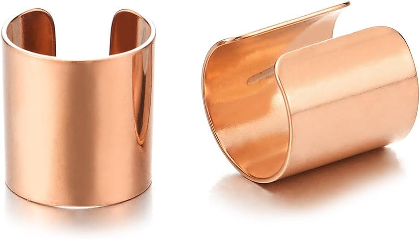 2Pcs Stainless Steel Ear Cuff Ear Clip Non-Piercing Clip on Earrings for Men and Women