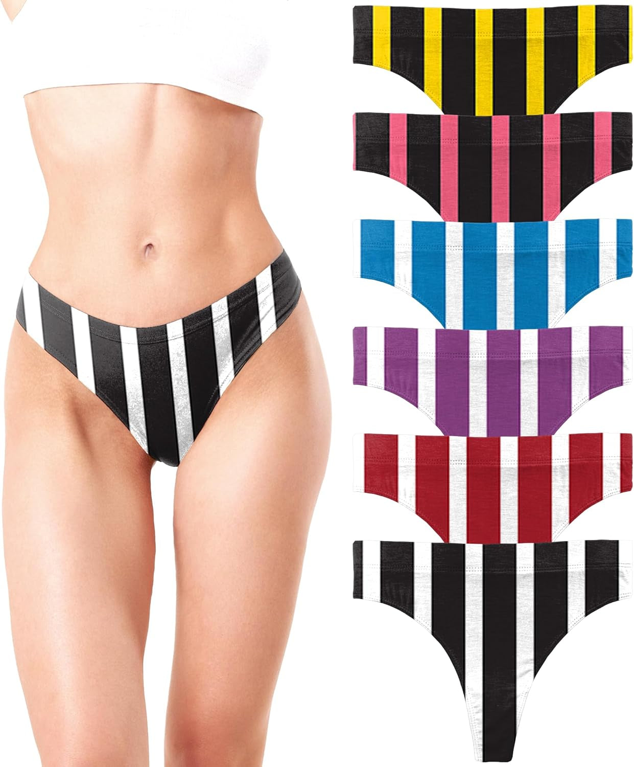 Model wearing Sexy Basics hi-waisted sport thong underwear
