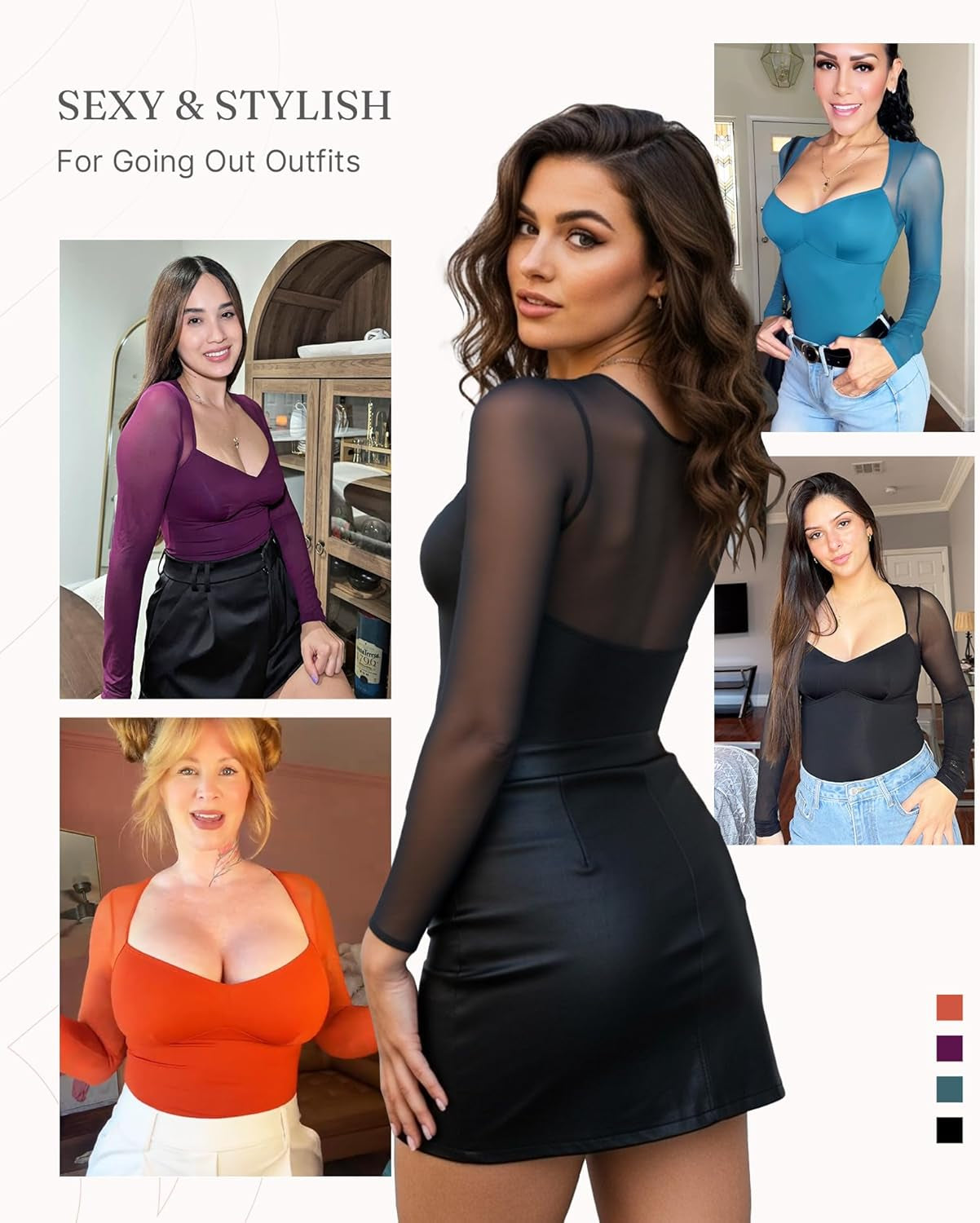 Feelingirl mesh bodysuit styled for party night out