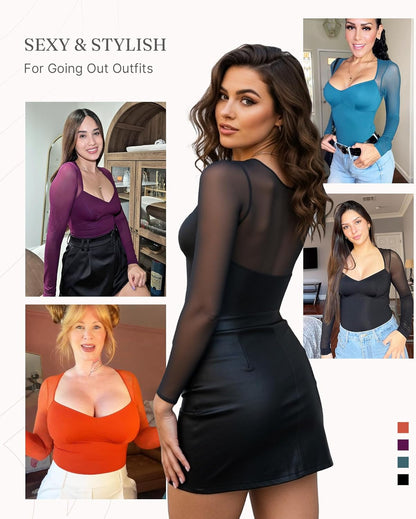 Feelingirl mesh bodysuit styled for party night out