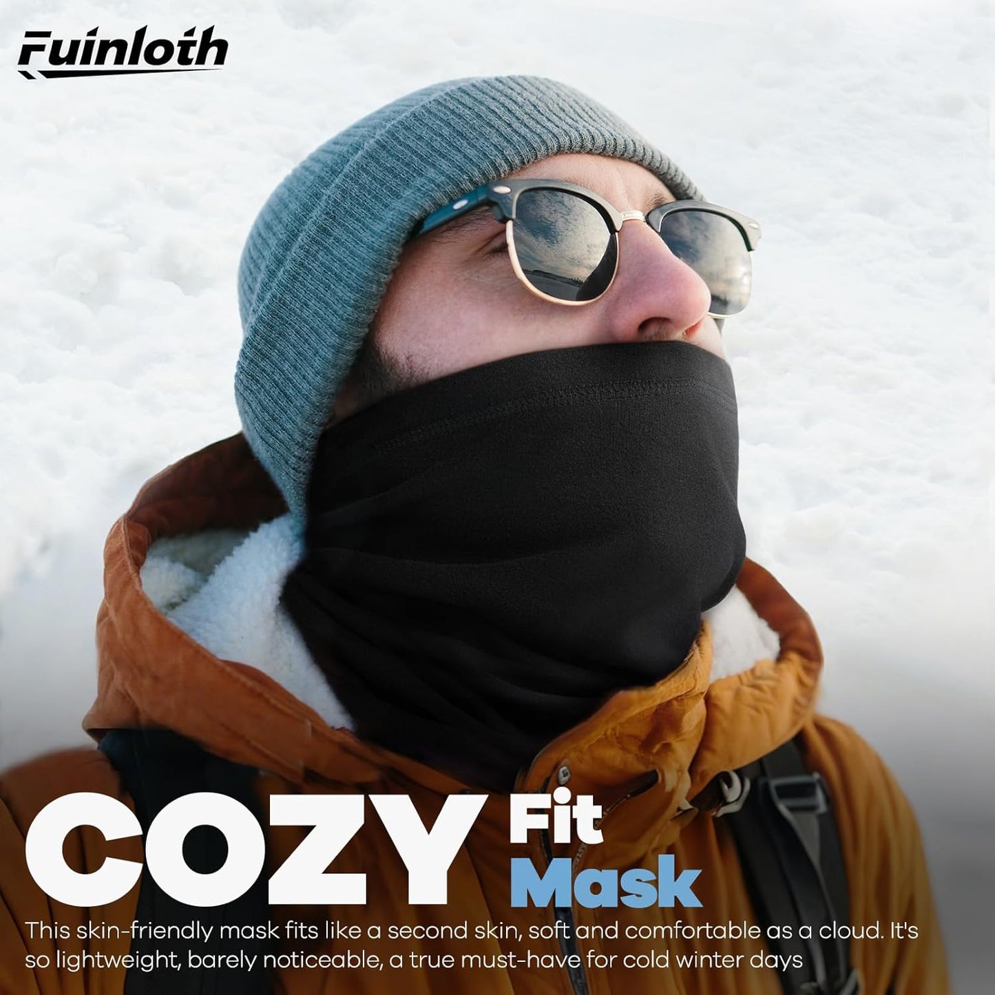 Fuinloth 2 Pack Winter Neck Gaiter, Fleece Warmer Scarf Cold Weather Face Mask Cover for Men/Women