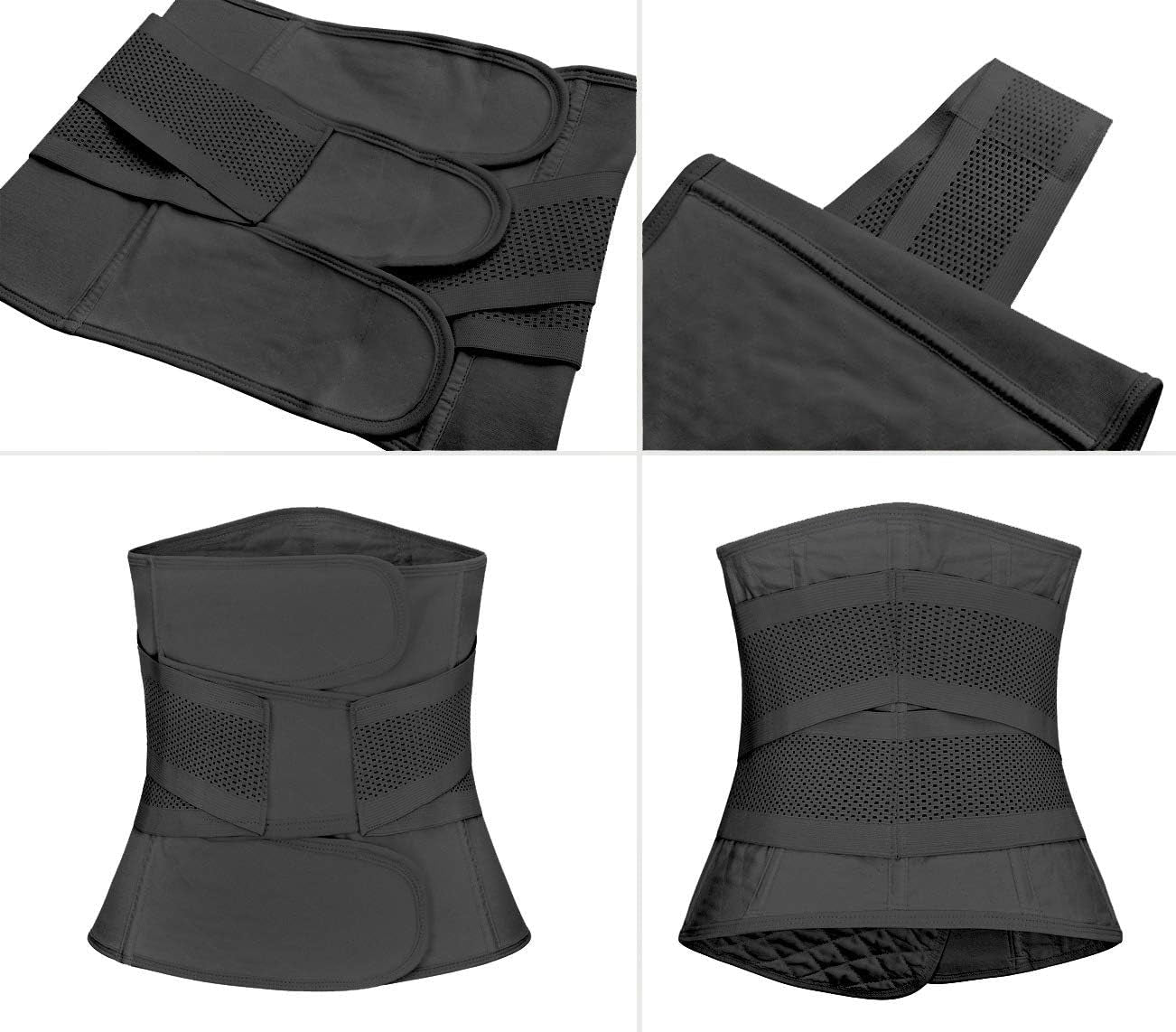 Woman in recovery using belly band for posture support and healing