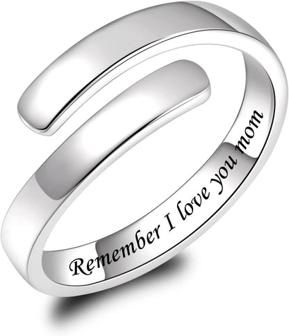 BEILIN 925 Sterling Silver Inspirational Jewelry Rings Adjustable Ring Personality Encouragement Gift for Teens Women
