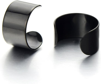2Pcs Stainless Steel Ear Cuff Ear Clip Non-Piercing Clip on Earrings for Men and Women