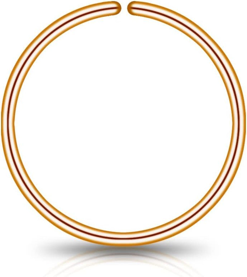 LUCKYJEWUS Small Thin Gold or Sterling Silver Nose Ring Hoop for Women, Tiny Nose Piercing Jewelry