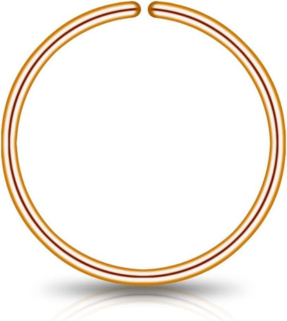 LUCKYJEWUS Small Thin Gold or Sterling Silver Nose Ring Hoop for Women, Tiny Nose Piercing Jewelry