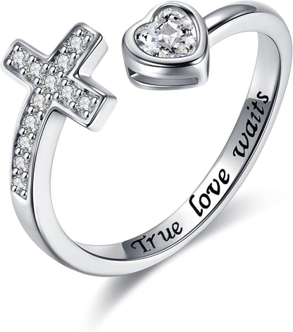 APOTIE cross purity ring in 925 sterling silver for women