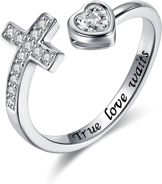 APOTIE cross purity ring in 925 sterling silver for women