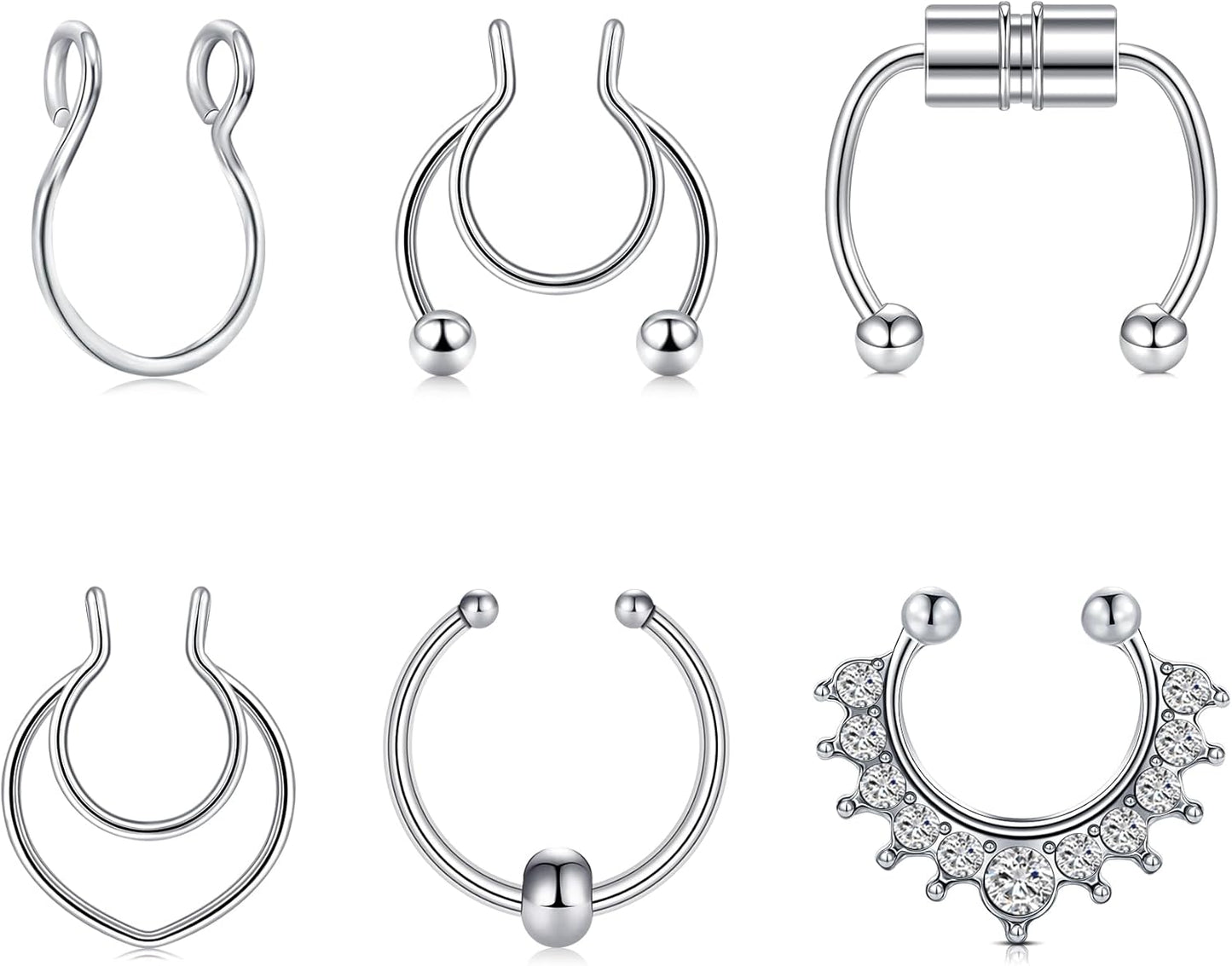 Briana Williams Fake Septum Piercing Fake Septum Ring Faux Septum Nose Rings Fake Septum Fake Nose Ring Clip on Septum Nose Ring Faux Septum Piercing for Women Non Piercing Fake Septum Hoop Jewelry