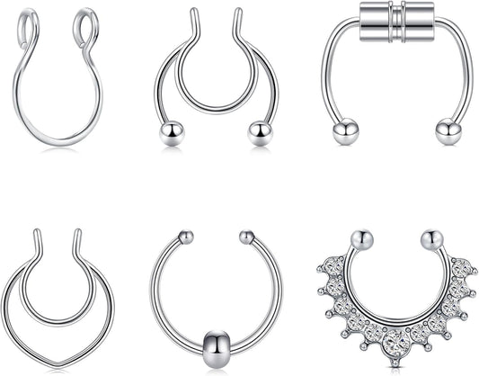 Briana Williams Fake Septum Piercing Fake Septum Ring Faux Septum Nose Rings Fake Septum Fake Nose Ring Clip on Septum Nose Ring Faux Septum Piercing for Women Non Piercing Fake Septum Hoop Jewelry