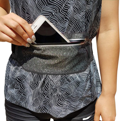 Secure pocket detail on super slim waist bag for travel