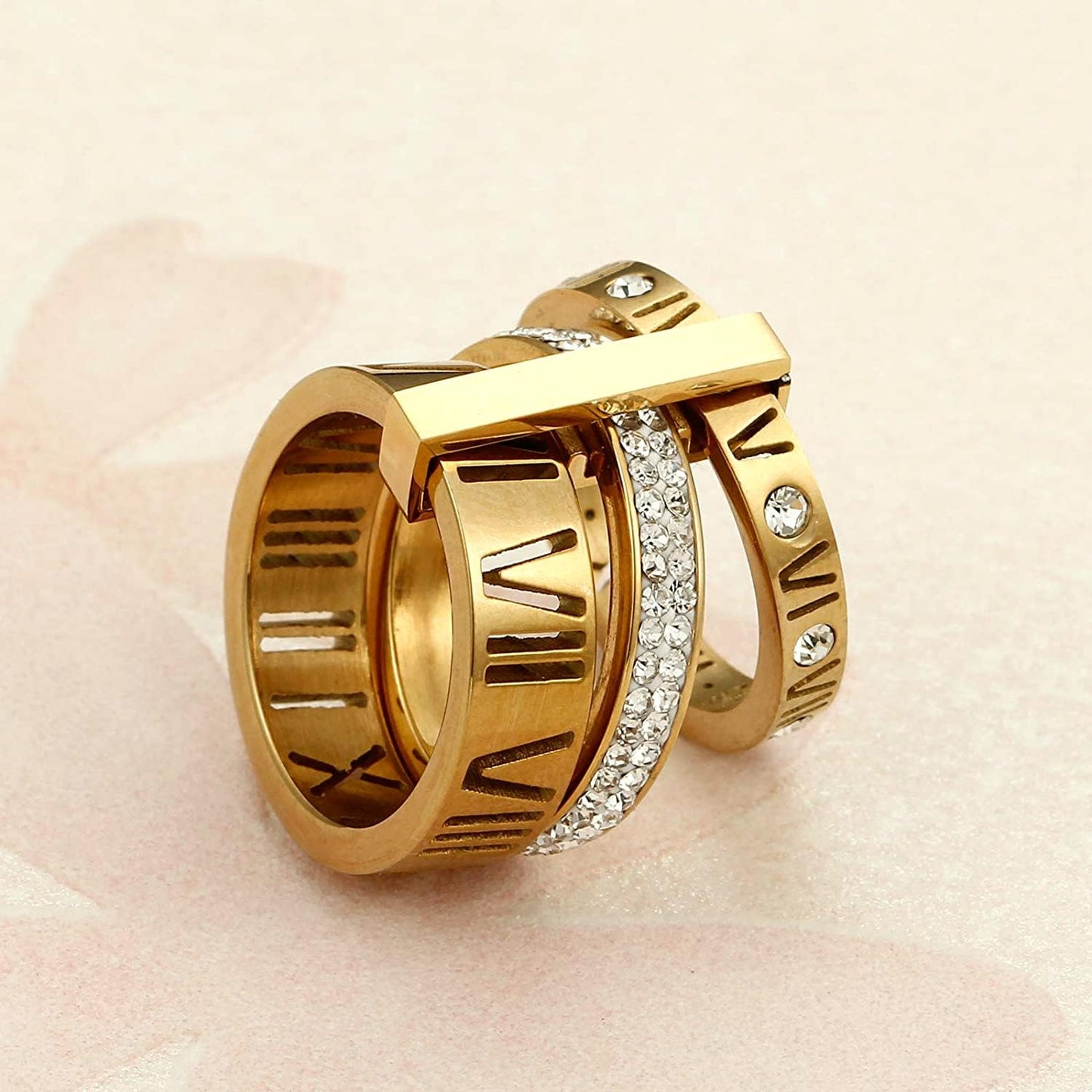 Roman numeral stainless steel stacking ring