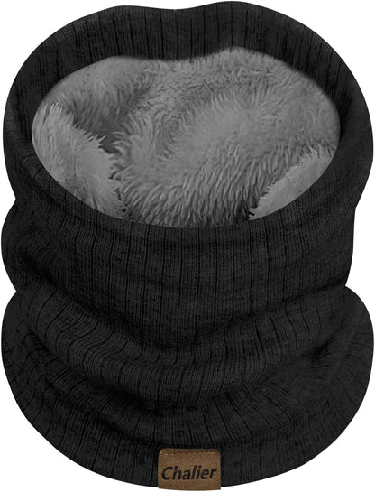 Chalier Infinity Scarf Winter Double-Layer Neck Warmer Knit Fleece Lined Circle Loop Scarves
