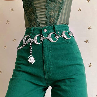 Navoky Moon Star Metal Waist Chain Sun Pendant Belly Belt Body Chains Jewelry Accessories for Women and Girls