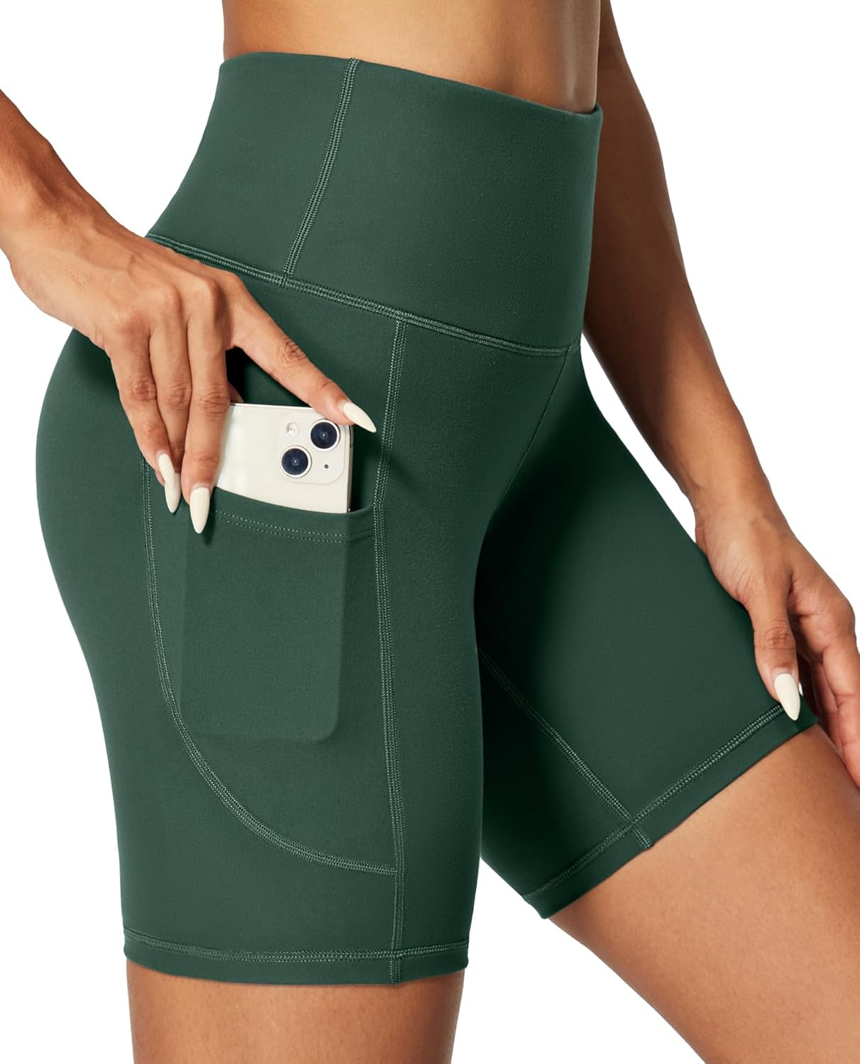IUGA Biker Shorts Women 6" Tummy Control Workout Shorts Women with Pockets High Waisted Yoga Running Gym Spandex Compression