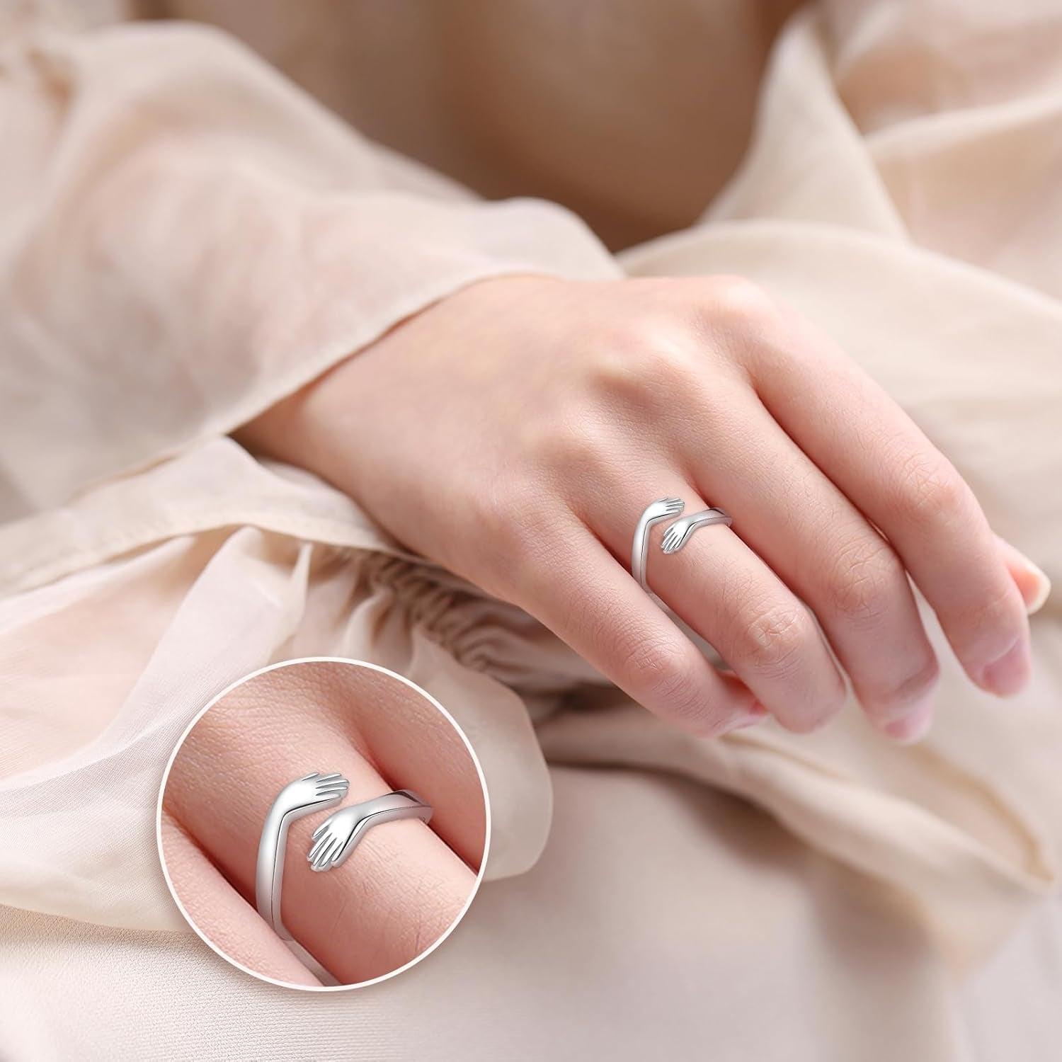 Adjustable promise love ring with elegant sterling silver finish