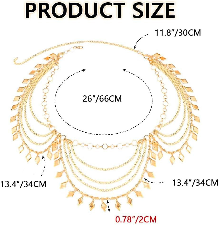 JEWEKY Gold Waist Chain Layered Belly Chains Rave Body Jewelry for Women