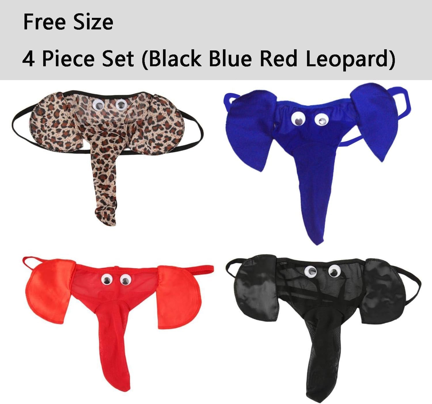 Men's elephant print thong brief back view showing minimal T-back design