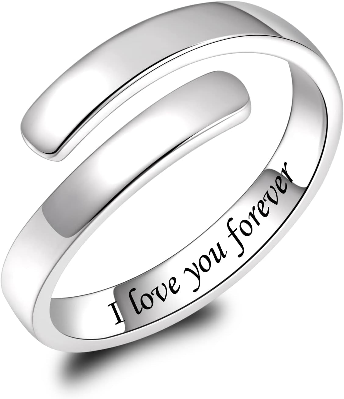 BEILIN 925 Sterling Silver Inspirational Jewelry Rings Adjustable Ring Personality Encouragement Gift for Teens Women