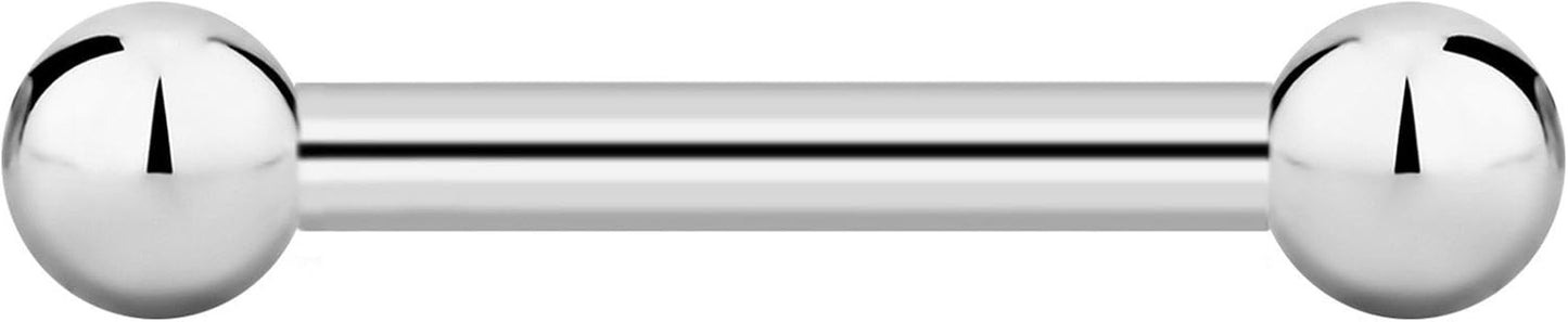 Forbidden Body Jewelry Nipple Barbell, Nipple Bars, Silver Nipplerings Piercing Surgical Steel 8G - 18G Straight Barbell Body Jewelry (Sold Individually)