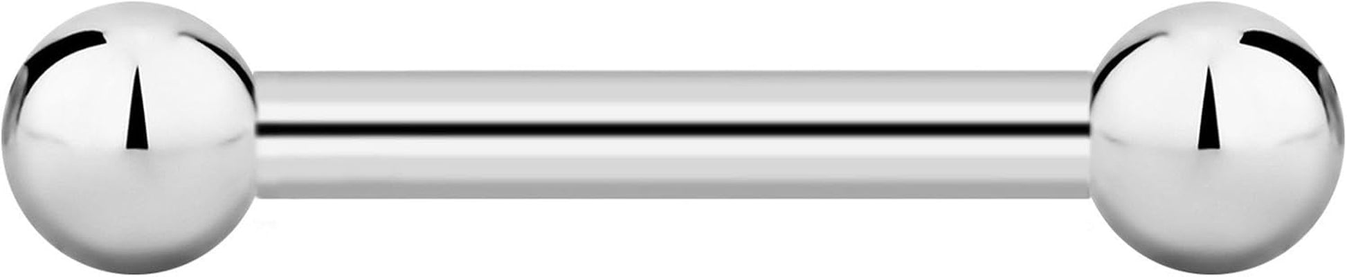 Forbidden Body Jewelry Nipple Barbell, Nipple Bars, Silver Nipplerings Piercing Surgical Steel 8G - 18G Straight Barbell Body Jewelry (Sold Individually)