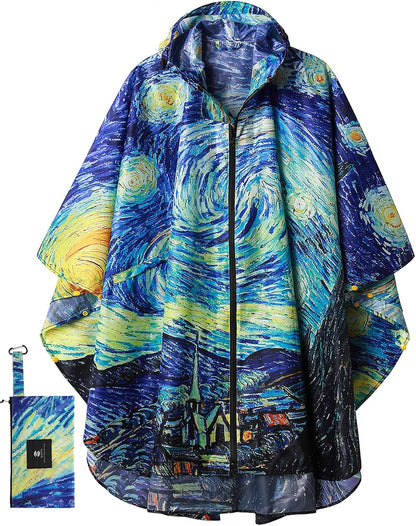 Saphirose Unisex Rain Poncho Waterproof Raincoat Hooded for Adults Women with Pockets
