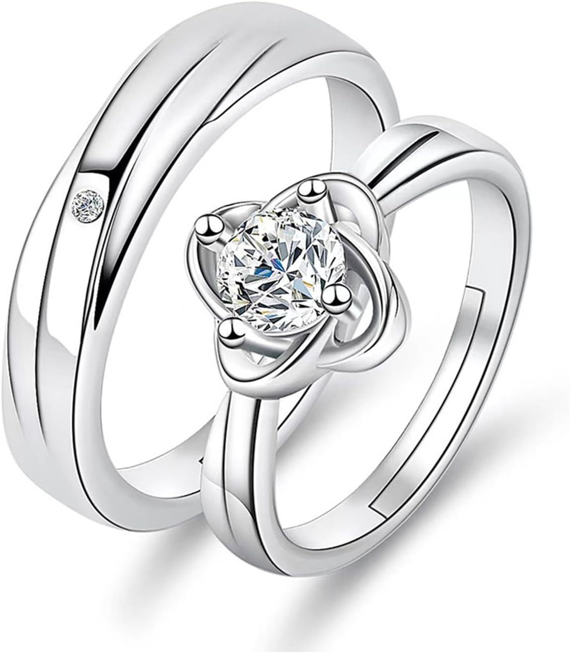 Matching Rings for Couples Promise Rings for Him & Her Engagement Wedding Rings Set Adjustable Silver Couple Rings Statement Rings Valentines Day Gifts