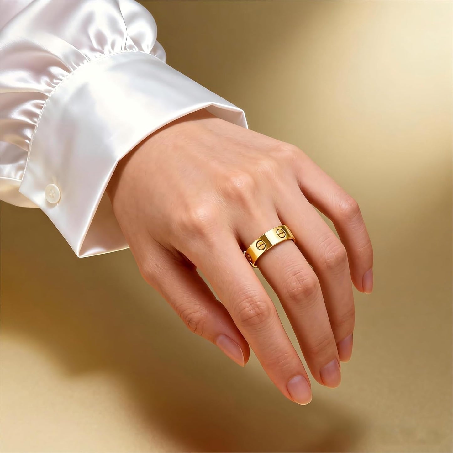 Gold love ring presented as elegant gift in premium packaging