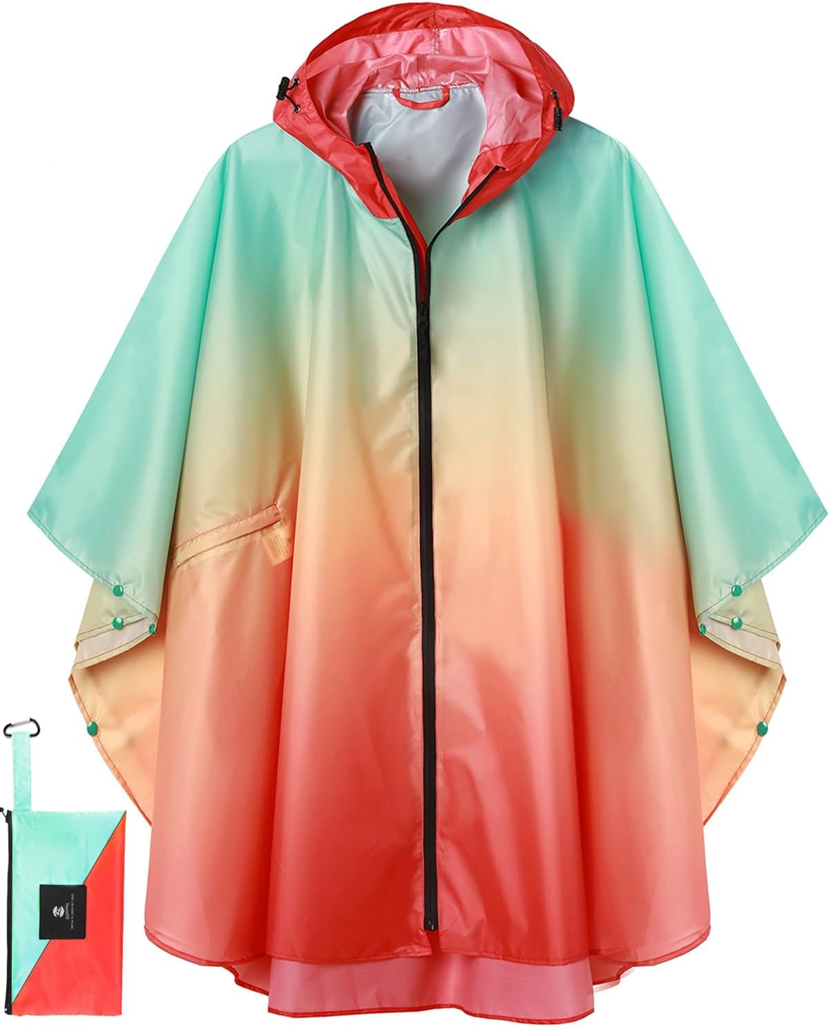 Saphirose Unisex Rain Poncho Waterproof Raincoat Hooded for Adults Women with Pockets