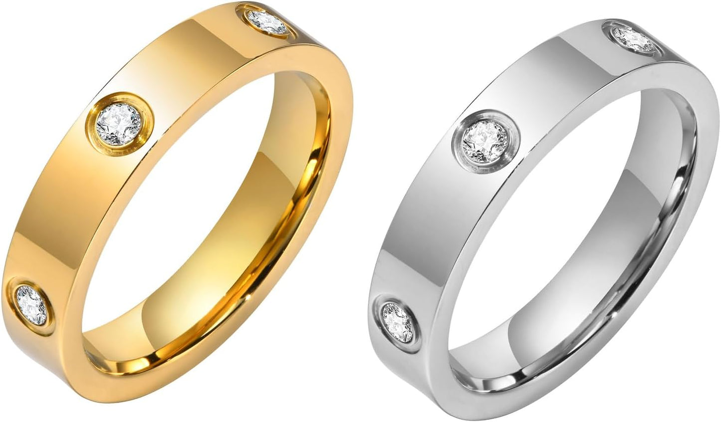 18K gold plated cubic zirconia friendship band ring for women