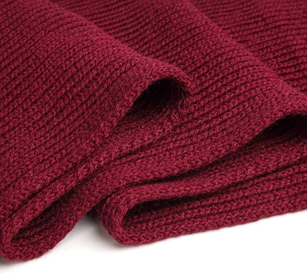 EONPOW Warm Autumn and Winter Scarf, Unisex Pure Color Winter Neck Warm Knitting Yarn Scarf