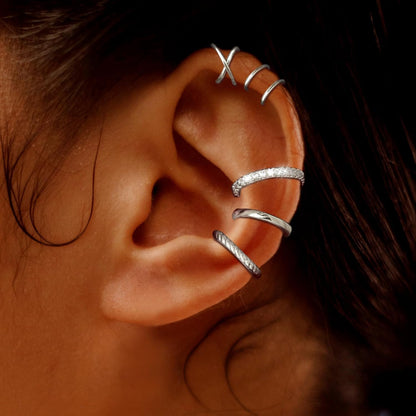 5 Pcs Thin Chunky Ear Cuff Earrings for Women 14K Gold Plated Brass Ear Cuffs Non Piercing Trendy Clip on Cartilage Earrings Cubic Zirconia Fake Piercings Earrings Jewelry