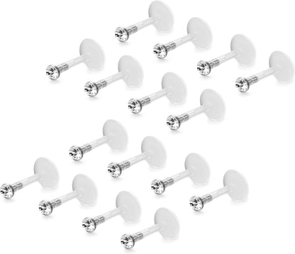FIBO STEEL 16 Pcs 16G Clear Bioflex 2MM CZ Labret Monroe Lip Ring Helix Stud Earrings Body Jewelry Piercing