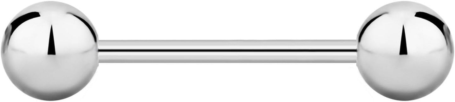 Forbidden Body Jewelry Nipple Barbell, Nipple Bars, Silver Nipplerings Piercing Surgical Steel 8G - 18G Straight Barbell Body Jewelry (Sold Individually)