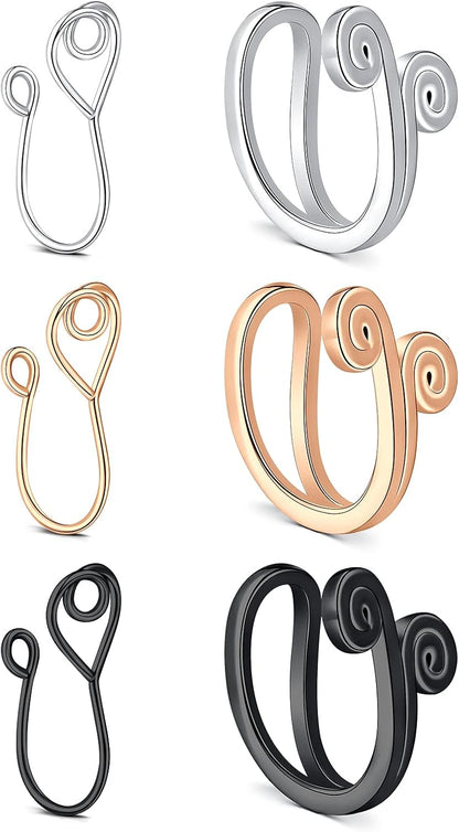 D.Bella Fake Septum Piercing Faux Nose Rings Hoop Stainless Steel Faux Lip Ear Nose Septum Ring Non Piercing Clip on Nose Hoop Rings Body Piercing Jewelry