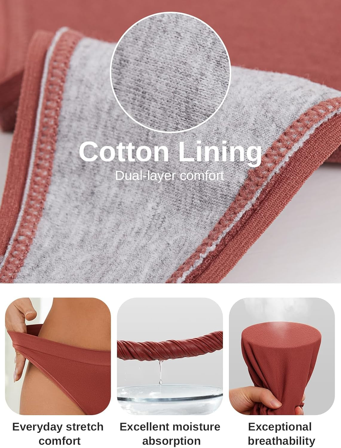 Multiple seamless thongs displayed showing variety in 5-pack collection
