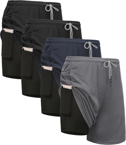 Men's 2-in-1 running shorts with liner in multiple color options