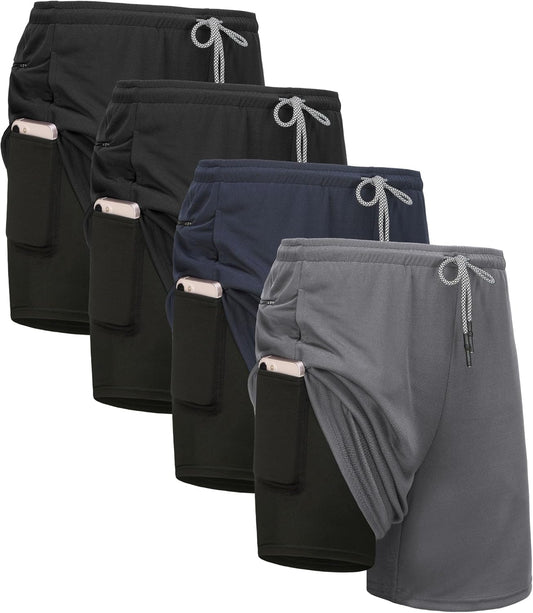 Men's 2-in-1 running shorts with liner in multiple color options