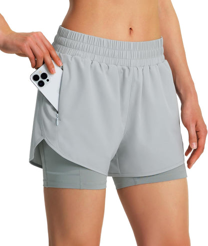 Lightweight breathable women's athletic running shorts back view