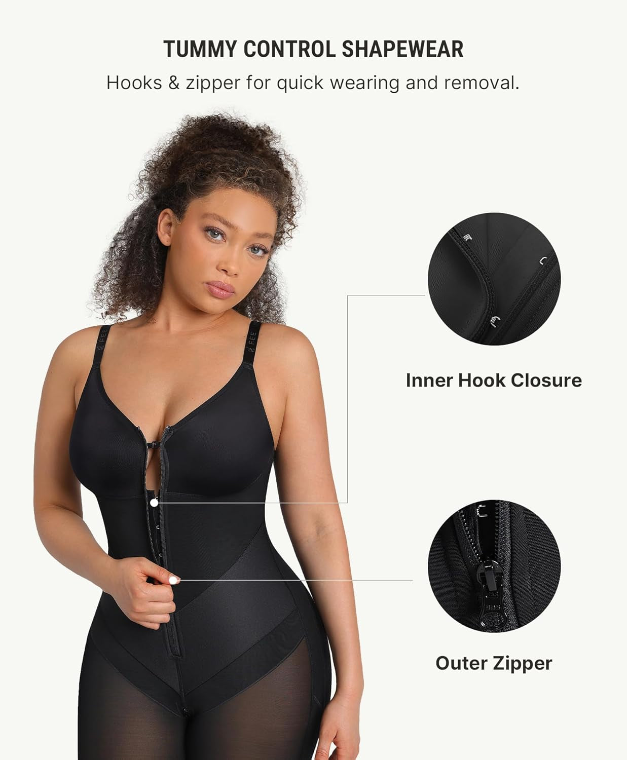 Zipper crotch detail on FeelinGirl body shaping garment