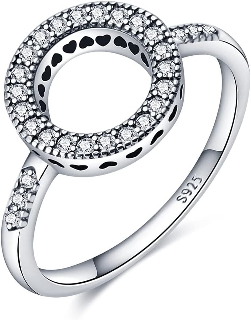 KUNSIR 925 sterling silver cubic zirconia engagement ring on hand