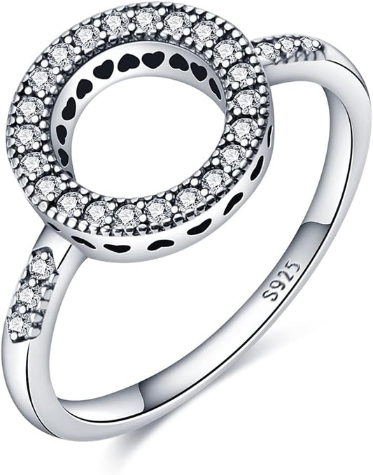 KUNSIR 925 sterling silver cubic zirconia engagement ring on hand